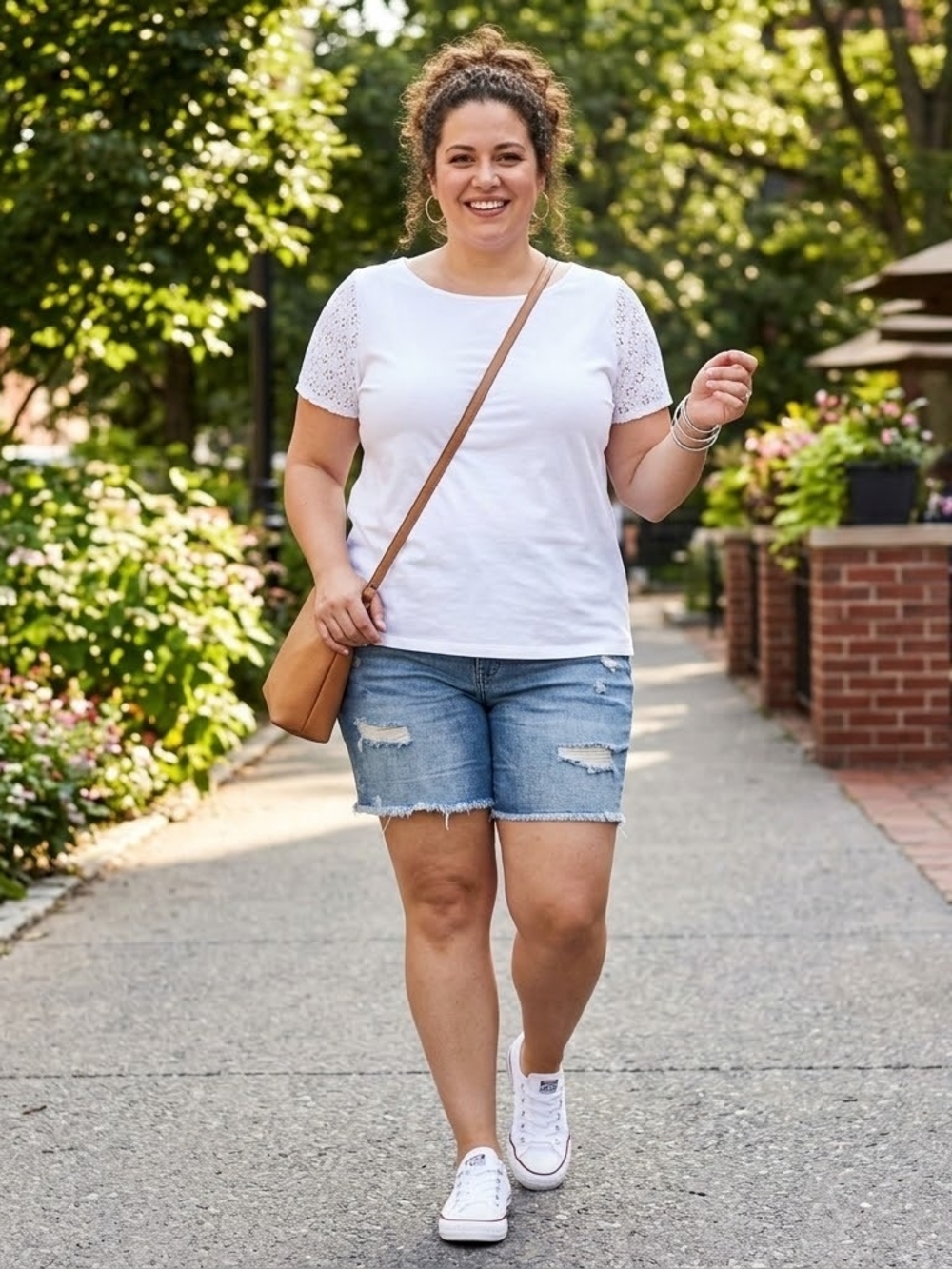 Talbots Classic White Eyelet Sleeve Tee Size 2X